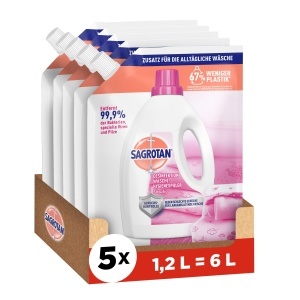 Detergent de rufe Sagrotan Wasche-Hygienespuler Sensitiv, 5 x 1,2 l, Fara parfum