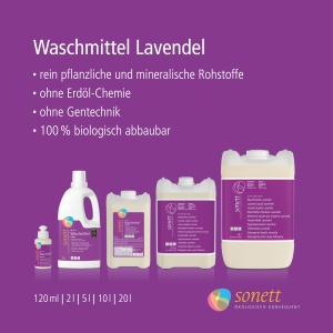 Detergent lichid Sonett Lavanda, 5 litri, biodegradabil, fara enzime - Img 2