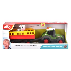 Dickie Toys ABC Farm Tractor Fendti de la 1 an (30 cm) - Tractor Fendt cu transportor de animale colorat si vaca, vehicul de jucarie cu lumina si sunet pentru a promova abilitatile motorii pentru copiii mici - Img 7