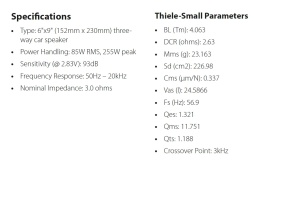 Difuzor auto JBL Club 964M Gen 3.3-Way Oval de la Harman Kardon: Un upgrade superior pentru difuzoare auto 6x9: 85W RMS 255W max, sensibilitate ridicata, bas intens si raspuns impunator la frecventa inalta - Img 8