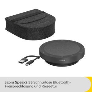 Difuzor Bluetooth Jabra Speak2 55, 4 microfoane cu anulare a zgomotului, difuzor full-range de 50 mm, audio in banda larga, compact, portabil - certificat pentru echipe MS, gri inchis - Img 3