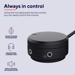 Difuzor PC Trust Yuri 2.1 cu subwoofer, putere de varf de 120 W, subwoofer din lemn cu un driver de bas puternic de 5,25 inchi, control al volumului cu casti si conector de intrare de linie, negru - Img 4