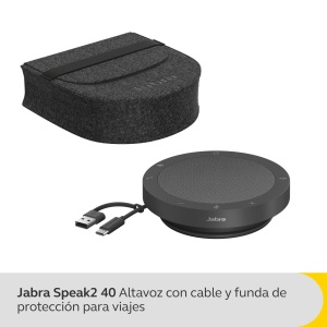Difuzor portabil Jabra Speak2 40, 4 microfoane cu anulare a zgomotului, difuzor full-range de 50 mm, audio full-range, cu USB-A si USB-C, pentru certificat MS Teams, gri inchis - Img 2