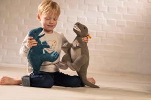 Dinozaur de plus Steiff Thaisen T-Rex 35 cm, Petrol si Turcoaz - Img 2