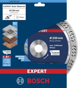 Disc de taiere cu diamant Bosch EXPERT Multi Material, 230 mm, pentru beton si caramida - Img 2