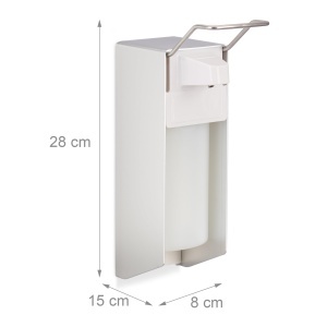 Dispenser de Dezinfectant Relaxdays, Set 2 Buc, 500 ml, Montare pe Perete, ArgintiuAlb - Img 4