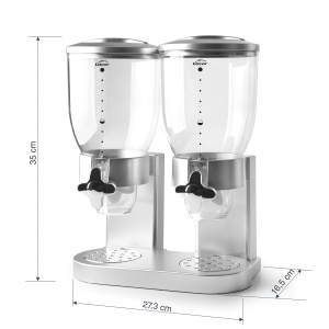 Dispenser dublu Lacor 62596 pentru cereale si alimente uscate 2 x 2 litri gri BPA-free - Img 2