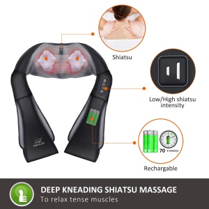 Dispozitiv de Masaj Snailax Kabellos, Shiatsu cu Functie de Calorifer, 4D, pentru Nacken, Spate - Img 2