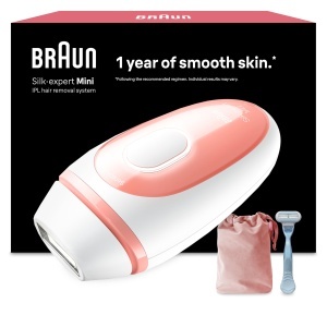 Dispozitiv IPL pentru Epilare Braun Silk Expert Pro Mini, AlbRoz, Compact, cu Etui de Calatorie