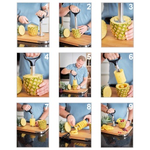 Dispozitiv pentru curatat ananas ROSLE Ananasschneider PRO, din inox 1810, ergonomic - Img 3