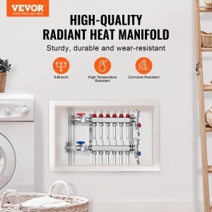 Distribuitor de incalzire VEVOR 6 circuite, din otel inoxidabil, 5 Lmin - Img 2