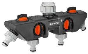 Distribuitor Gardena cu 4 cai: Optiune de conectare pentru pana la 4 dispozitive la robinet, potrivit pentru computere si ceasuri de irigare Gardena, debitul de apa poate fi reglat si oprit (8194-20) - Img 1
