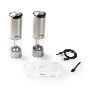 DOMO DO3102 Set electric de 2 mori de sare si piper - Iluminare LED - Otel inoxidabil reincarcabil cu USB-C - Img 3