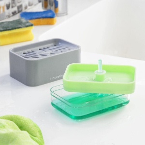 Dozator sapun 2-in-1 InnovaGoods Pushoap 330 ml Compact VerdeGri - Img 7