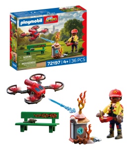 Drona de stins incendii PLAYMOBIL 72197 cu 4 elice, accesorii si pilot