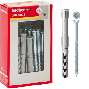 Dublu cu surub Fischer SXR, 8 x 80 mm, gri, pentru zidarie si beton