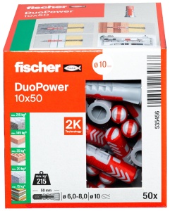 Dublu de fixare fischer DuoPower 10 x 50, 50 bucati, pentru beton si gips-carton - Img 2