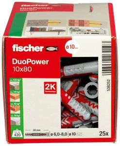 Dublu universal fischer DuoPower 10 x 80, 25 bucati, pentru beton si caramida - Img 2