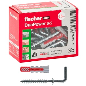 Dulie Fischer 25 Duopower, 6 x 30 mm, grirosu, pentru perete si gips-carton