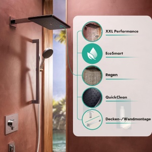 Dus cu cap de dus hansgrohe Raindance Alive Q, EcoSmart, 340x210 mm, Crom - Img 2