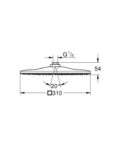 Dus cu efect de ploaie GROHE Rainshower Mono 310 Cube, 1 jet, crom - Img 2