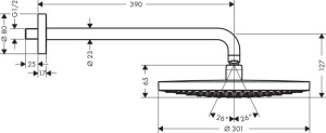 Dus cu efect de ploaie hansgrohe Raindance Select S 300, 2 tipuri de jeturi, crom - Img 3