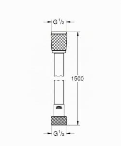 Dus cu furtun GROHE Vitalioflex 1,50m, crom, rezistent la presiune, flexibil - Img 2