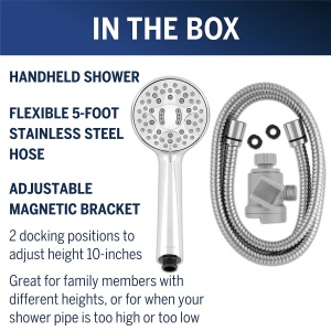 Dus cu mana Waterpik QMK-753ME, magnetic, 7 moduri, crom - Img 4