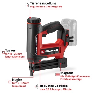 Einhell TE-CN 1832 Li Solo Tacker si Nagler 2-in-1 18V 20 Loviturimin - Img 3