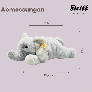 Elefant de Plus Elna 28 cm - Steiff - Gri, Spalabil, Moale - Img 4