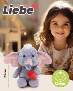 Elefant de Plus NICI Love cu Inima Magnetica, Culoare Gri Inchis, 23cm - Img 2
