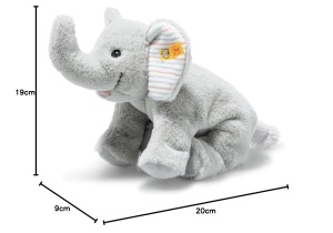 Elefant Plush Steiff Trampili 20cm, Gri Violet, Jucarie Moale - Img 5