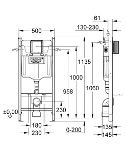 Element de instalare WC GROHE Solido 2in1, 1,13m, inaltime ajustabila, sistem complet - Img 2