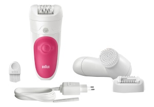 Epilator Braun Silk-epil Bibi Edition, kablos, roz, cu perie de curatare faciala