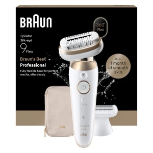 Epilator Braun Silkepil 9 Flex, 360 Flexibil, Auriu, Cu Trimmer