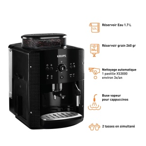 Espressor automat Krups YY8125FD rasnita de cafea pentru boabe cu presiune manuala (15 bari, bagheta de abur) negru - Img 2