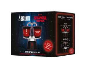 Espressor Bialetti Mini Express Stranger Things 2 cesti ceramice termoreactive 130 ml Negru - Img 4