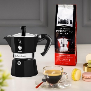 Espressor Bialetti Moka Express Color 6 Tasse Negru Aluminiu - Img 3