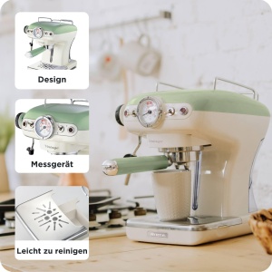 Espressor cafea Ariete Vintage 1389, 850W, 15 bar, rezervor 0.9L, Verde - Img 5