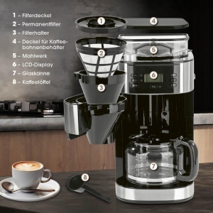 Espressor cafea Barista cu rasnita ajustabila, 10 cesti, inox - Img 7
