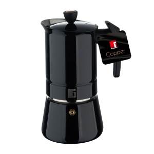 Espressor cafea Bergner Copper, 6 cani, inox negru, compact