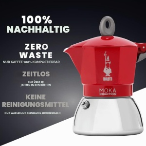 Espressor cafea Bialetti Moka Induction, 6 cesti, inox, rosu - Img 6