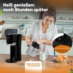 Espressor cafea Bomann KA 168, 1 L, 870 W, pentru 8-10 cesti, negru - Img 2