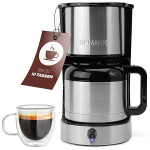 Espressor cafea Bomann KA 6066 CB, capacitate 1.2L, 800W, inox