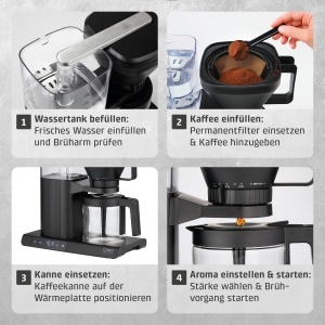 Espressor cafea Caso Aroma Sense, 1.25L, Filtru permanent din otel inoxidabil - Img 7