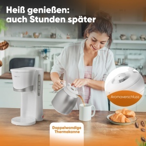 Espressor cafea Clatronic KA 3327, 1L, pentru 8-10 cesti, alb - Img 2