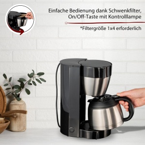 Espressor cafea Cloer 5009, 8 cesti, 800 W, inox, negru - Img 3