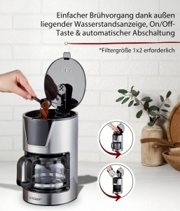 Espressor cafea Cloer 5251, 6 cesti, 550 W, inox - Img 3