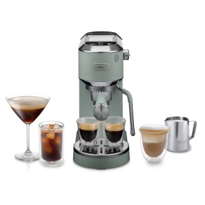Espressor cafea DeLonghi Dedica Duo, compact, 15cm latime, verde