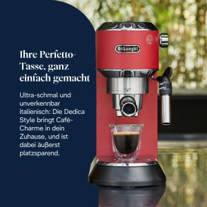 Espressor cafea DeLonghi Dedica EC685.R, 15 bar, compact, rosu - Img 2